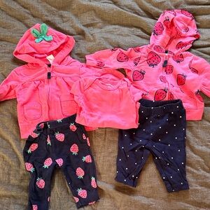 Carter's Pink Strawberry Mix & Match Hoodie Set